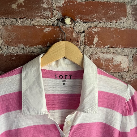 loft pink & white striped rugby collar top - Picture 6 of 6